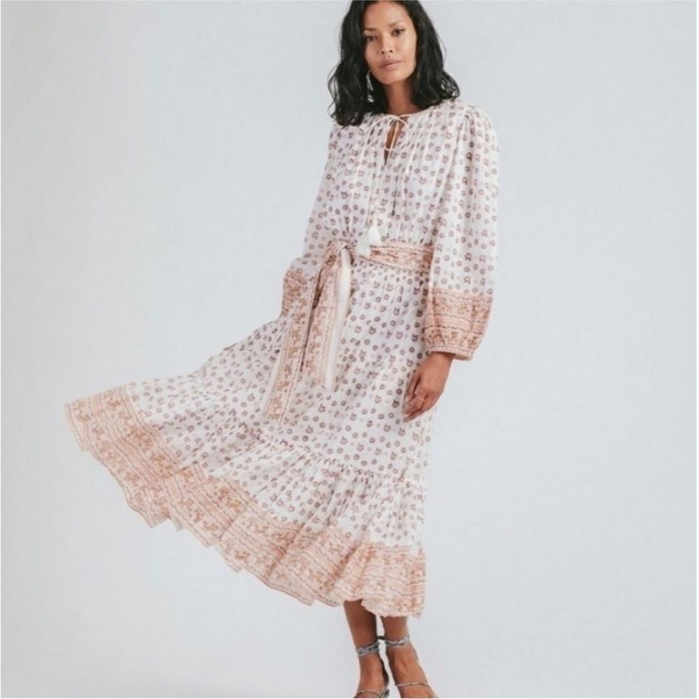 Cleobella Blakely White Floral Long Sleeve Midi Dress | Size XS